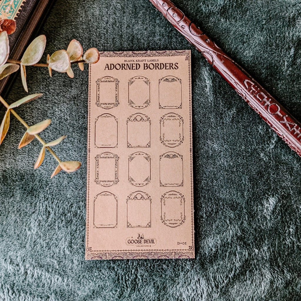 Sticker Adorned Borders-Kraft Sticker Sheet