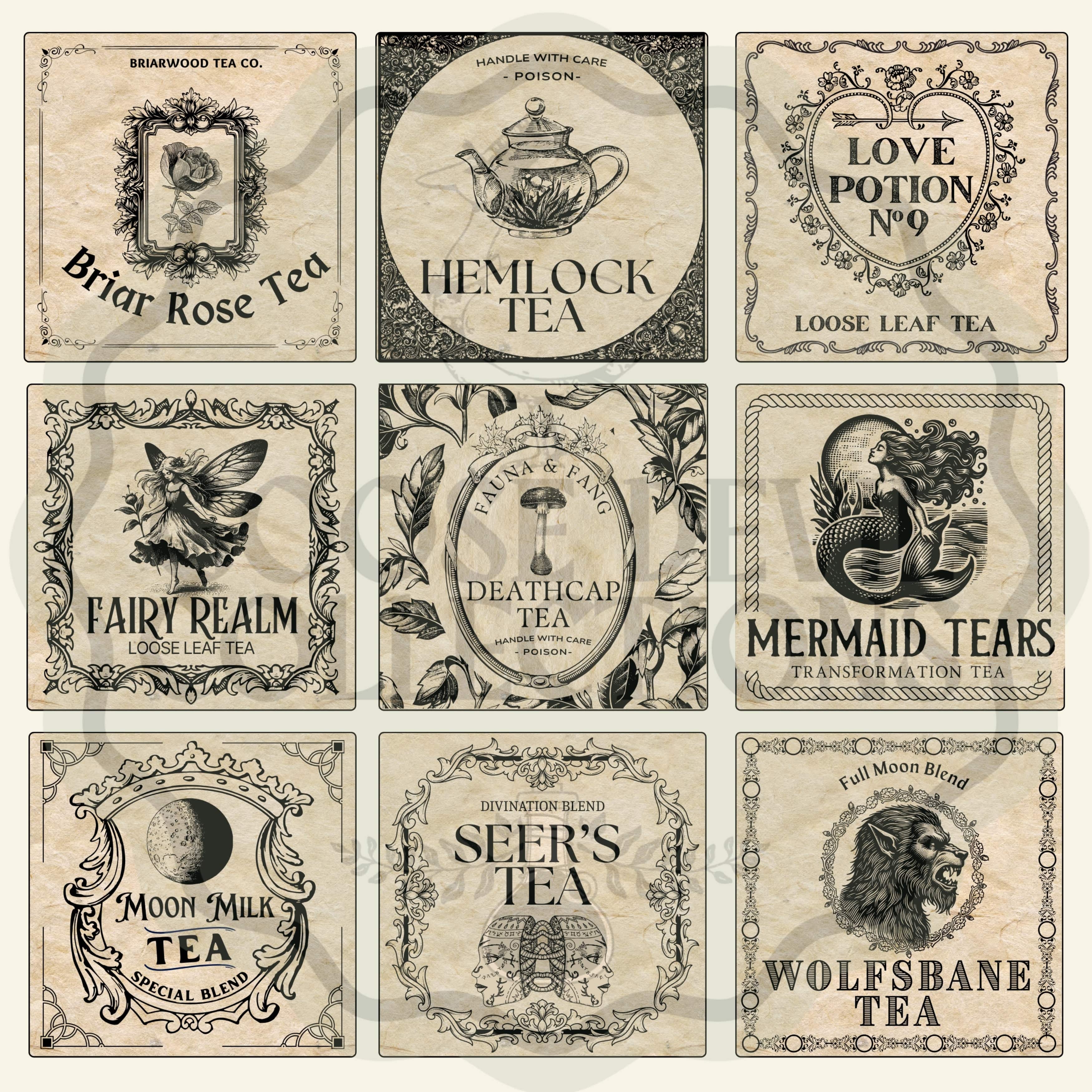 Digital Label Fantasy Tea Labels