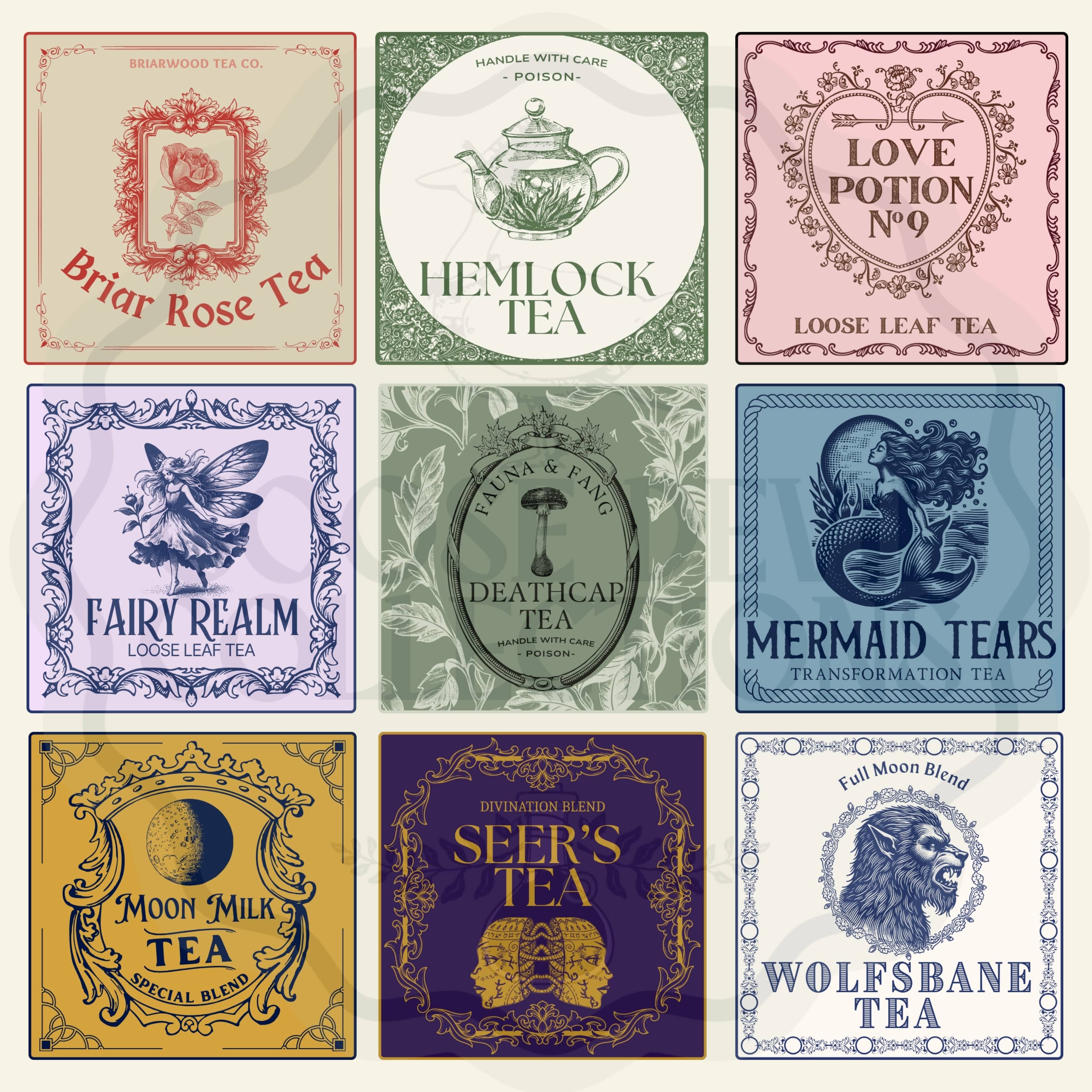 Digital Label Fantasy Tea Labels