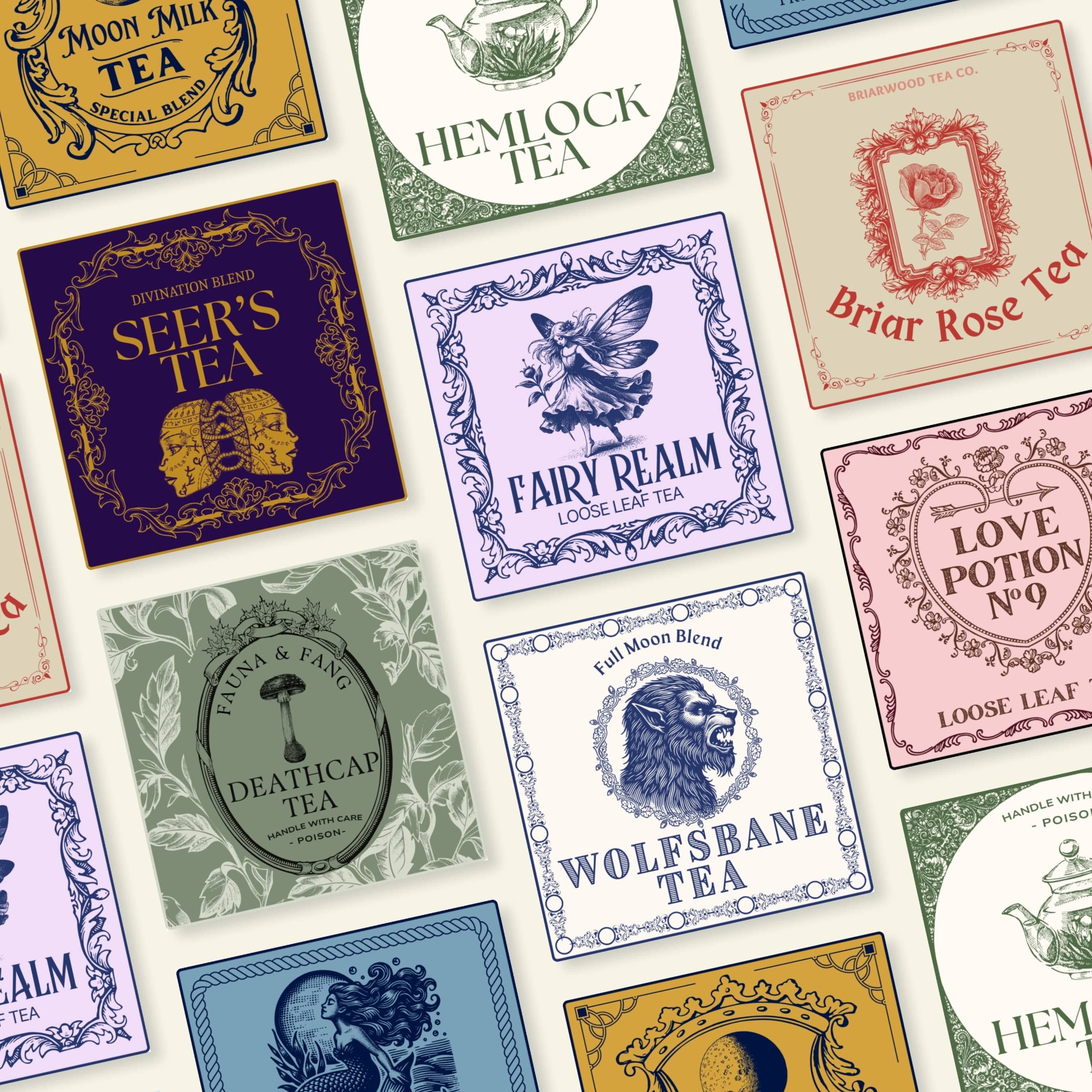 Digital Label Fantasy Tea Labels