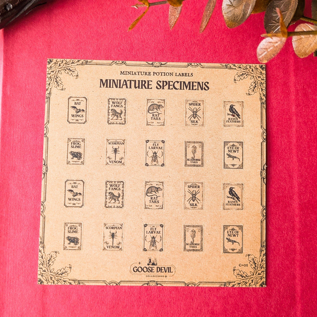 Sticker Miniature Specimens-Mini Kraft Sticker Sheet