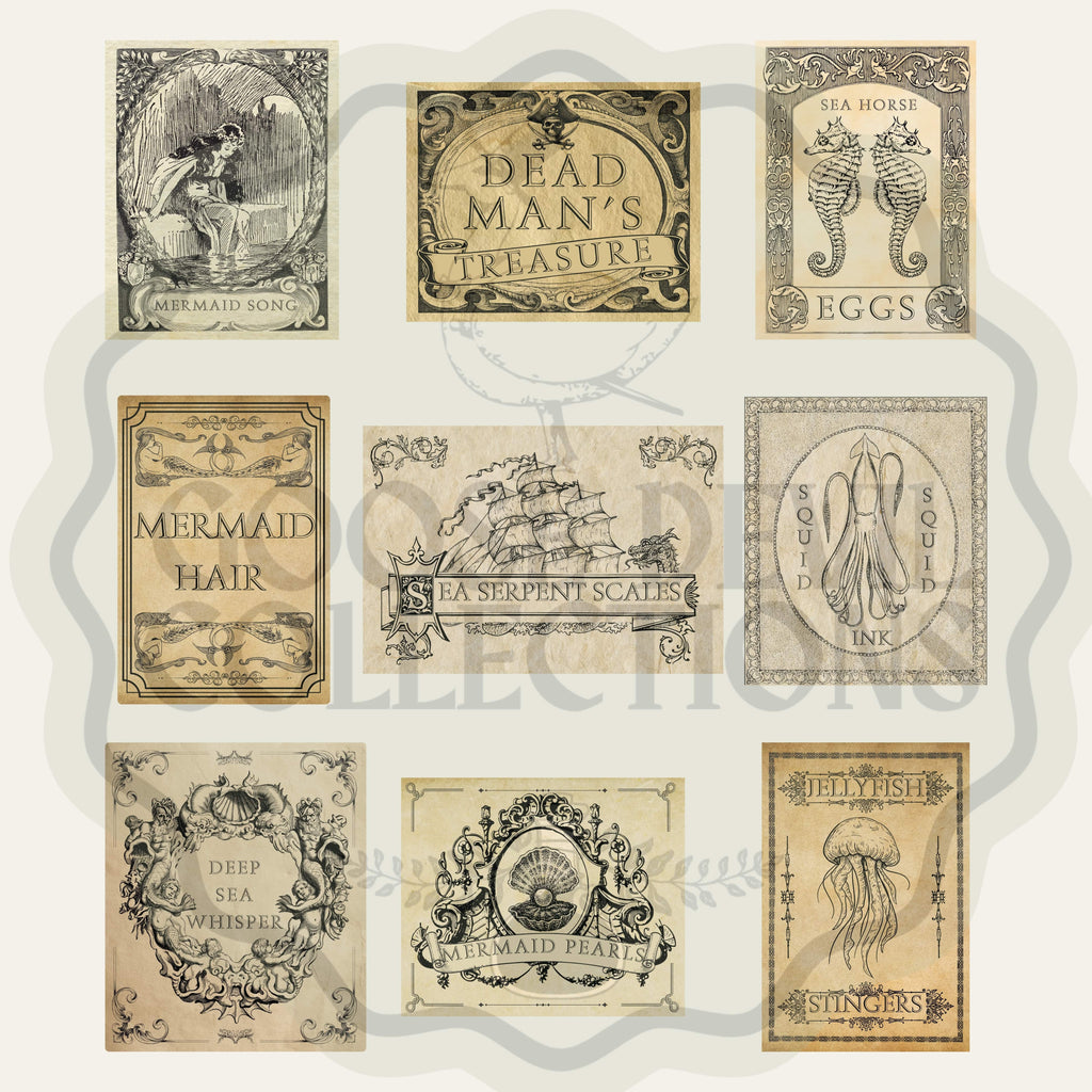 Digital Label Nautical Apothecary Labels
