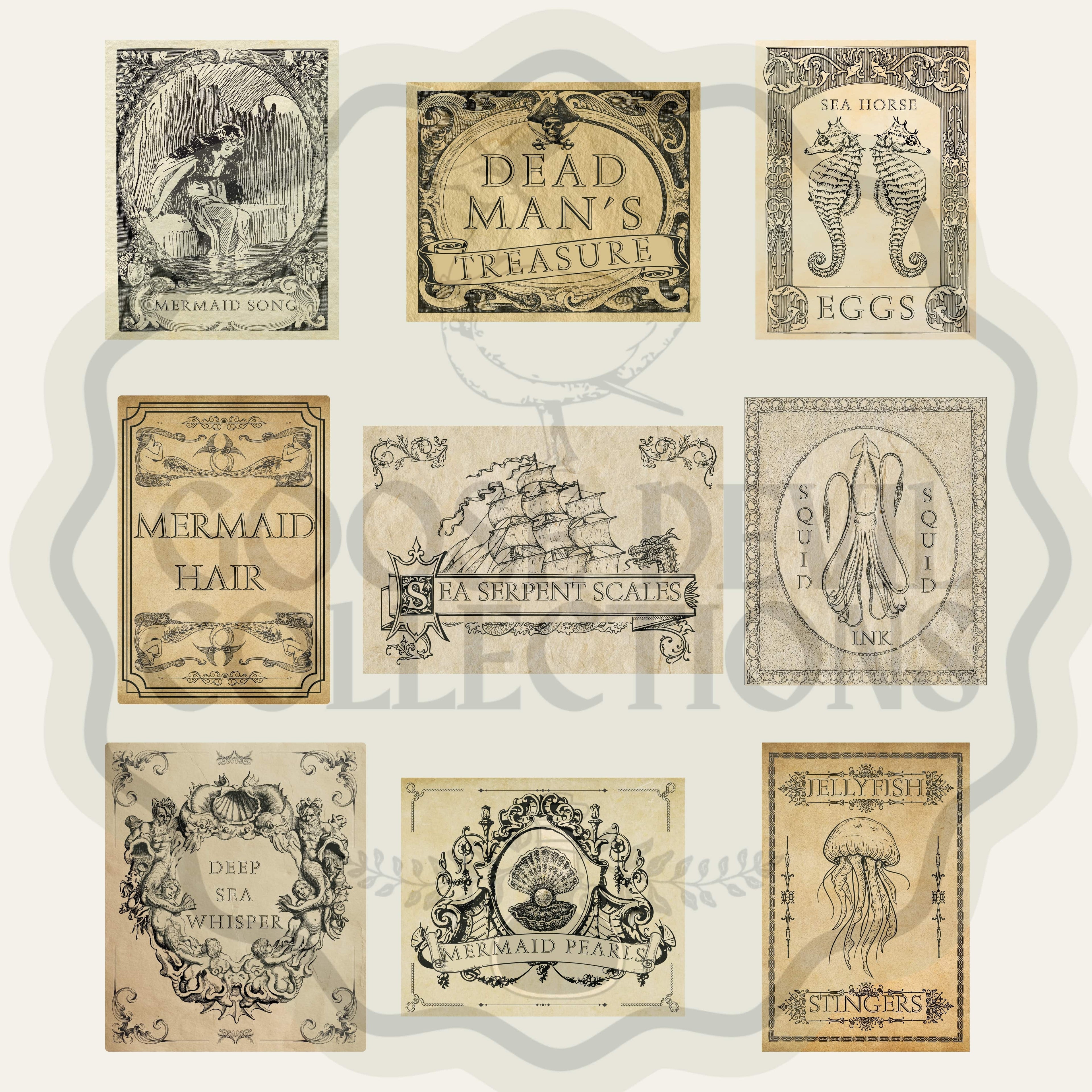 Digital Label Nautical Apothecary Labels
