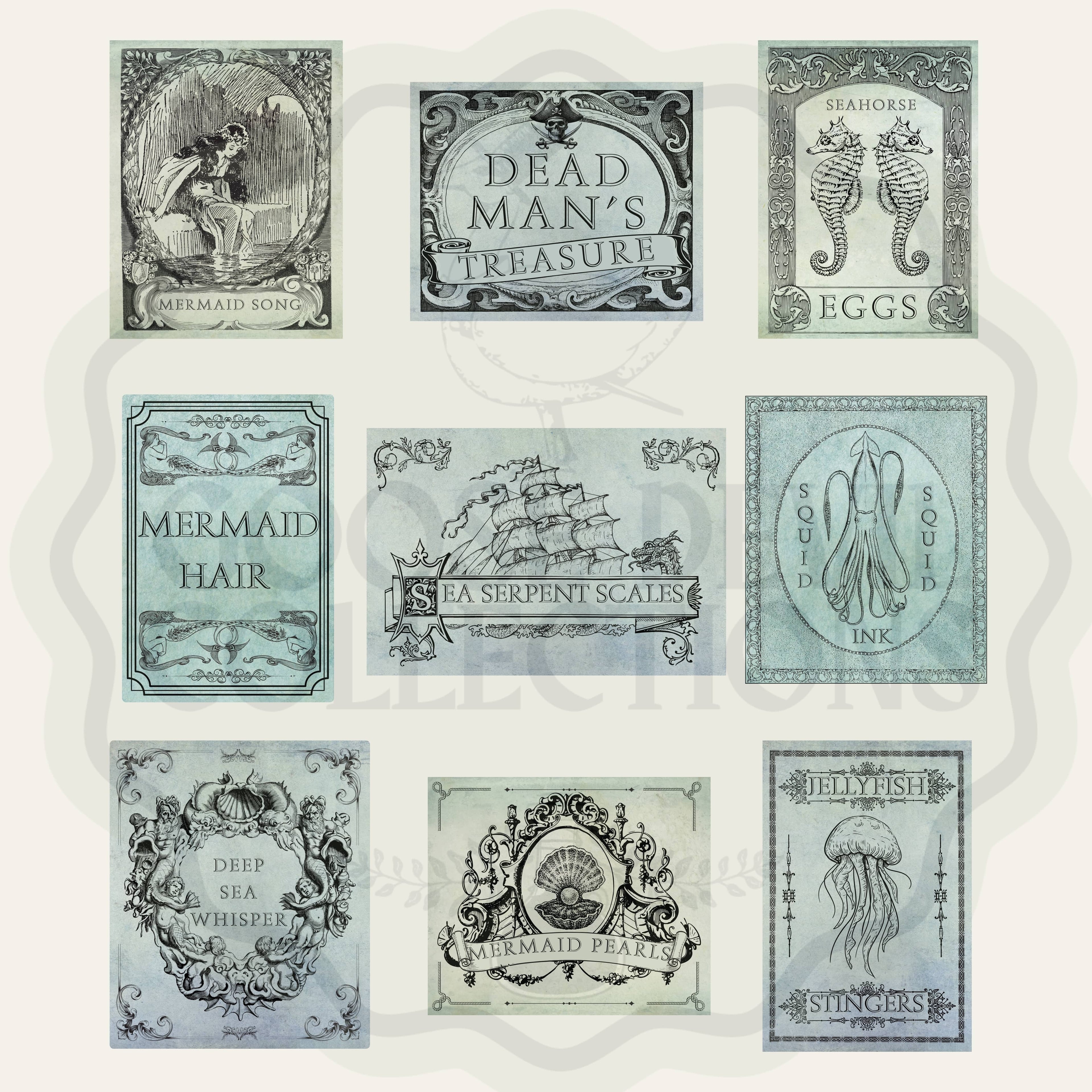 Digital Label Nautical Apothecary Labels
