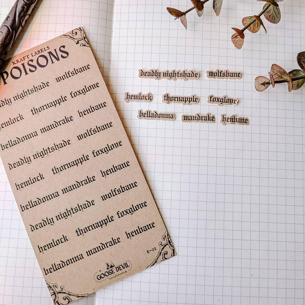 Sticker Poison Label - Kraft Sticker Sheet