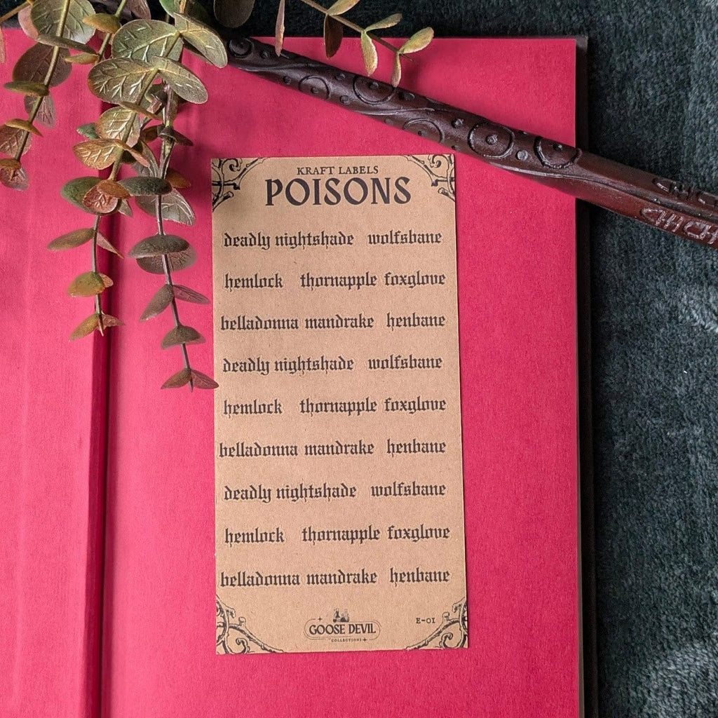 Sticker Poison Label - Kraft Sticker Sheet