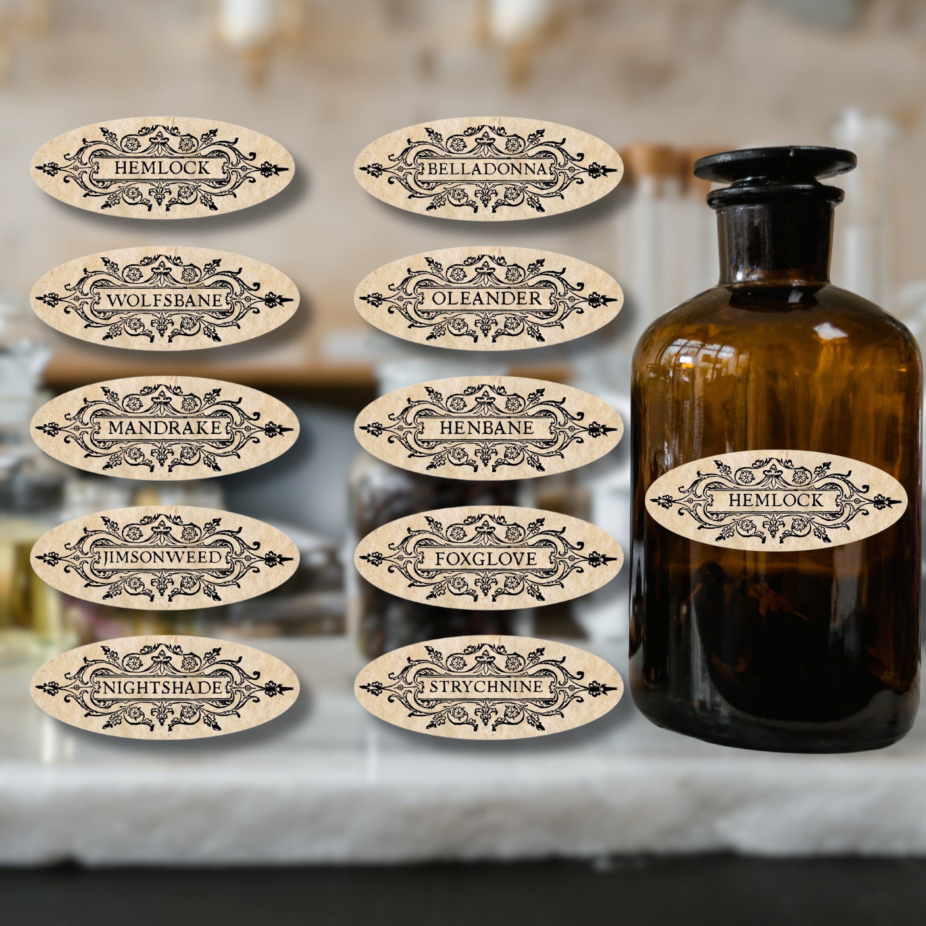 Digital Label Vintage Poison Labels