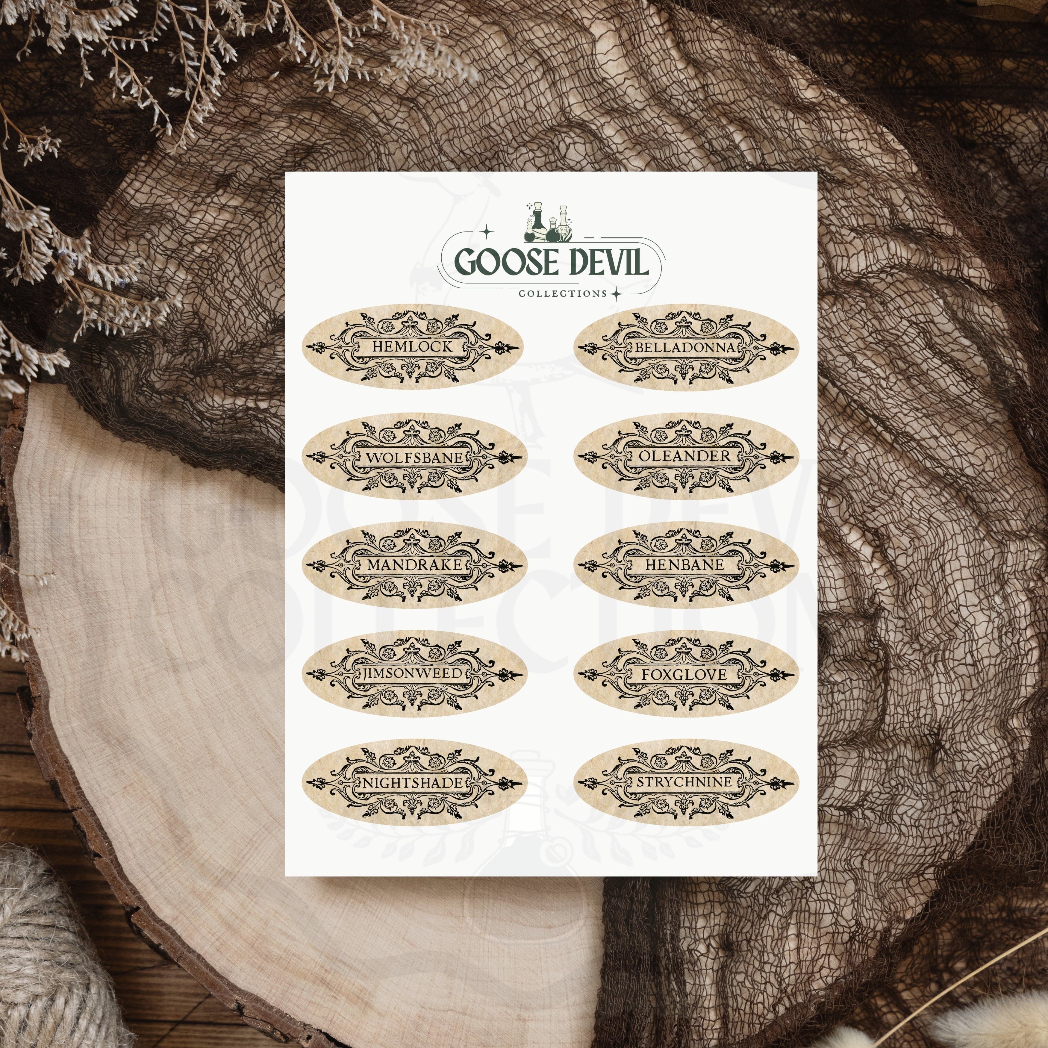 Digital Label Vintage Poison Labels