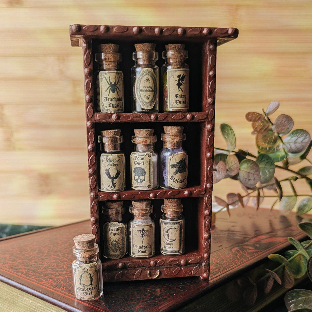 Miniature Witchy Dollhouse Potion Bottles – 1:12 Scale Miniature Apothecary Jars