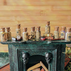 Miniature Witchy Dollhouse Potion Bottles – 1:12 Scale Miniature Apothecary Jars